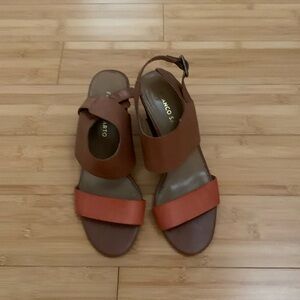 Franco Sarto Bocce Cognac Brown Leather Sandals